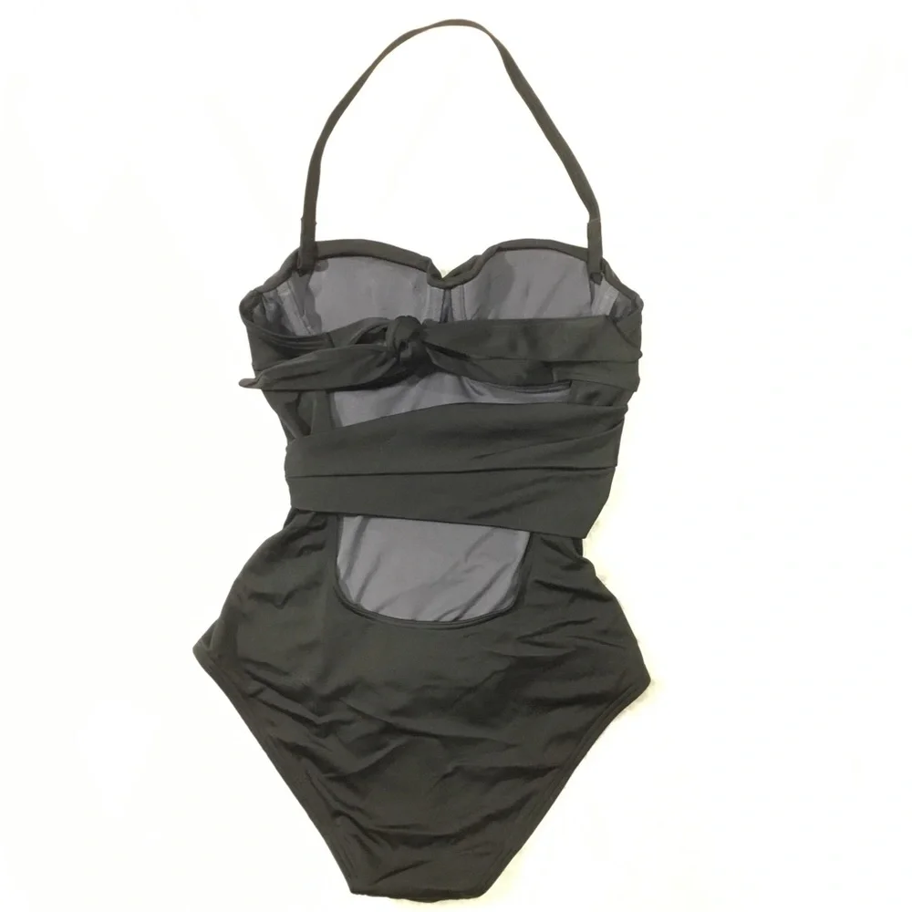 Victoria’s Secret Twist Bandeau Tie Back Retro One-piece Swimsuit Black 32A - Picture 8 of 16